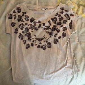 Express Sequin Cheetah Slouchy Tee